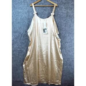 Vintage Contessa Di Roma Nightgown Womens 5X Beige Satin Bow Lingerie Nightie
